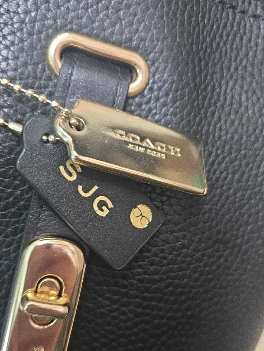 Coach Swagger 27 Black Pebbled Leather Satchel with Gold Hardware